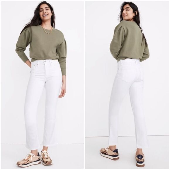 NWT Madewell Cali Demi-Boot Jeans in Pure White AJ195 Size 26 - Picture 1 of 11